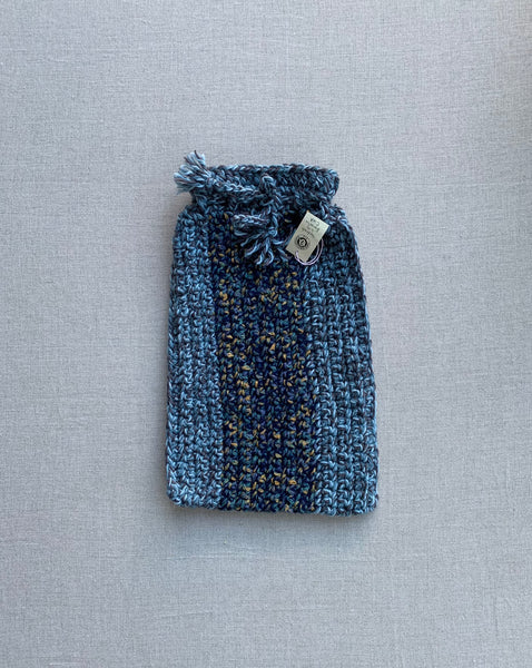 Knitted By Nana Hot Water Bottle Cover Blues