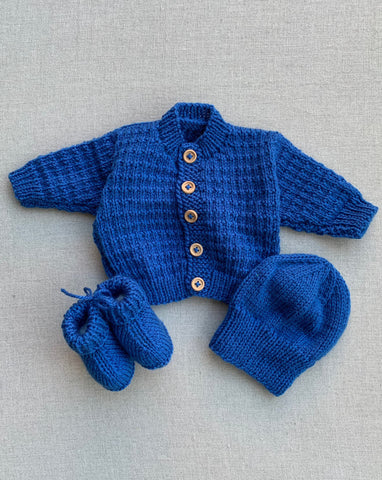 Knitted by Nana Cardigan Set Blue