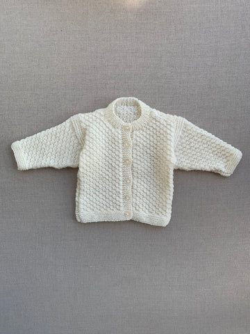 Knitted by Nana Scale Stitch Cardigan Cream 3-6M