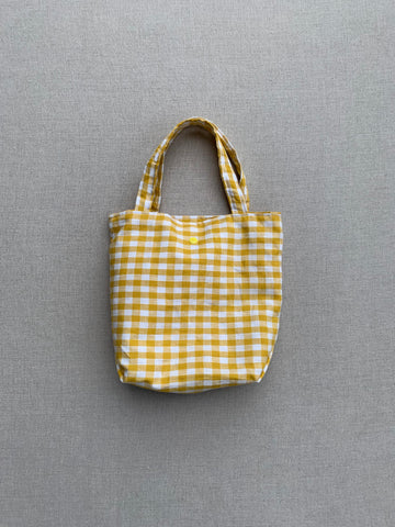 Pretty Wild Kids Tote Yellow Check Linen Medium