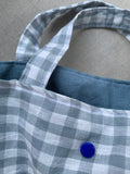 Pretty Wild Kids Tote Blue Check Linen Medium