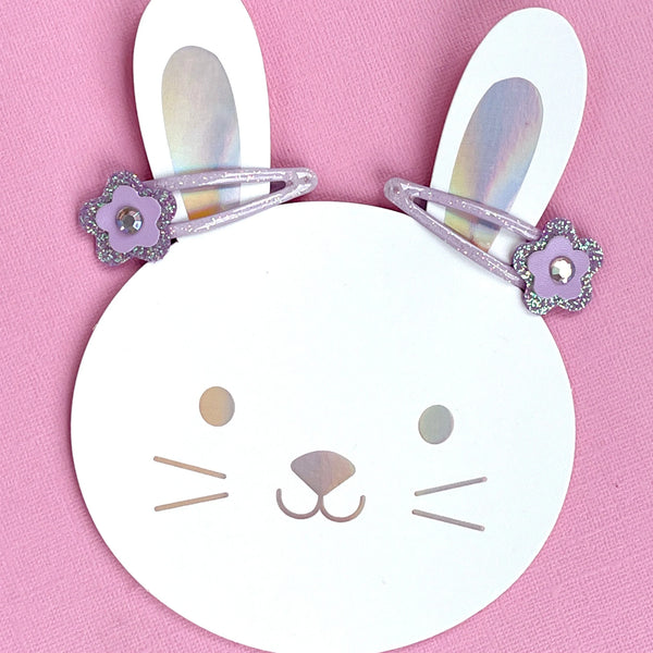 Lauren Hinkley  - Purple Glitter Flower Hair Clips