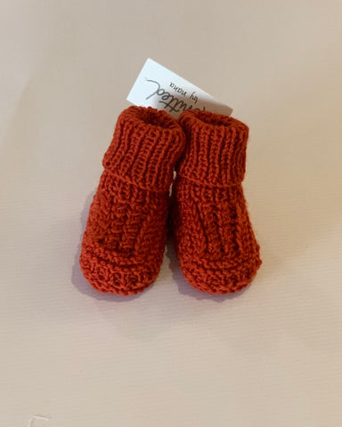 Knitted by Nana Cuffed Booties Pumpkin Spice