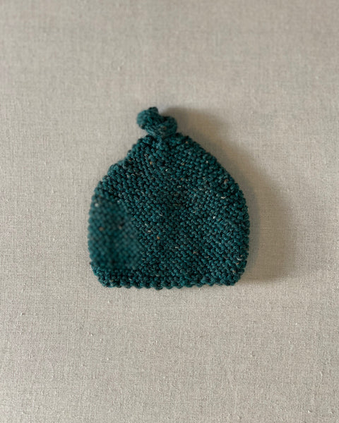 Knitted by Nana Top Knot Beanie - Evergreen