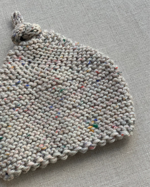 Knitted by Nana Top Knot Beanie - Confetti