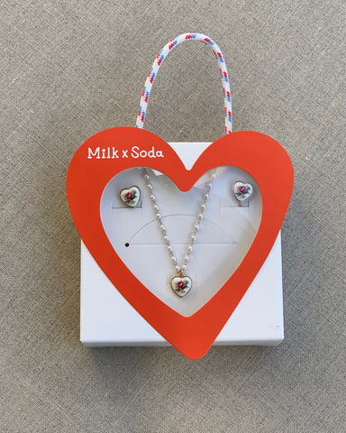 Milk X Soda Cara Pearl Necklace & Earrings Set - Gold Rose