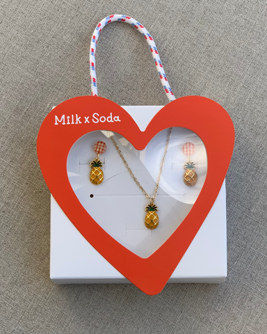 Milk X Soda Fruity Earrings & Necklace Set - Pineapple