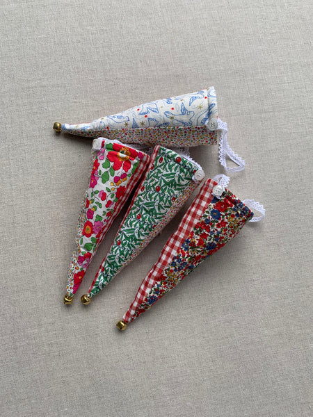 Pretty Wild Kids Fabric Liberty Hanging Christmas Cone Decoration - Assorted Design