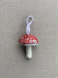 Pretty Wild Kids Fabric Liberty Mushroom Hanging Decoration RED