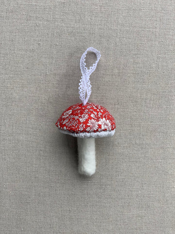 Pretty Wild Kids Fabric Liberty Mushroom Hanging Decoration RED