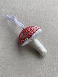 Pretty Wild Kids Fabric Liberty Mushroom Hanging Decoration RED