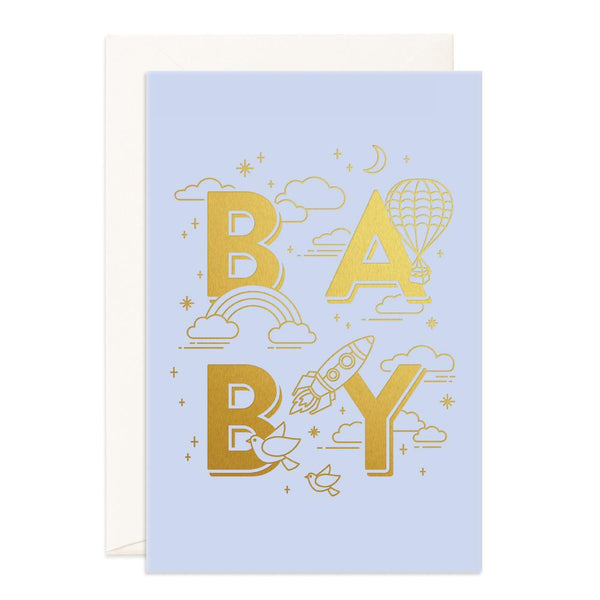 Fox & Fallow Baby Universe Blue Jumbo Greeting Card