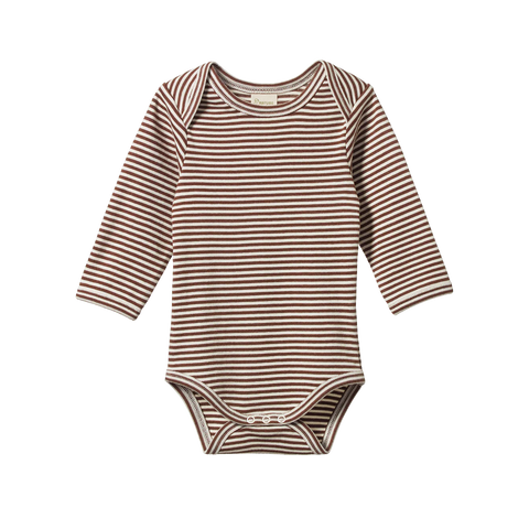 Nature Baby Stretch Jersey L/S Bodysuit - Pinecone Stripe