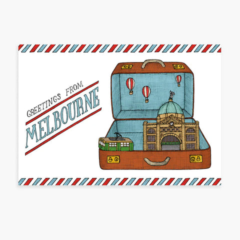 The Nonsense Maker Melbourne Suitcase Postcard