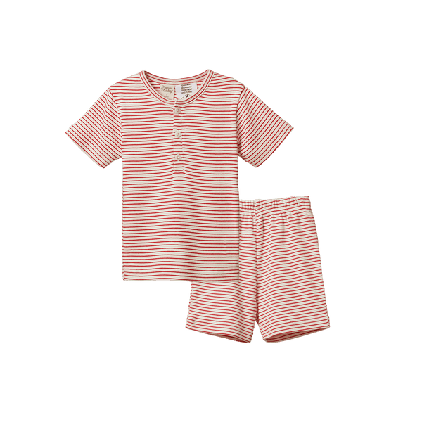 Nature Baby 2pc S/S Pyjamas Red Pinstripe