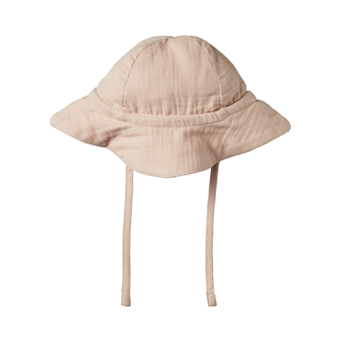 Nature Baby Muslin Sun Hat Rose Dust Crinkle