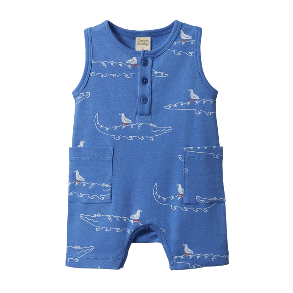 Nature Baby Camper Suit Curious Crocodiles Reef Print