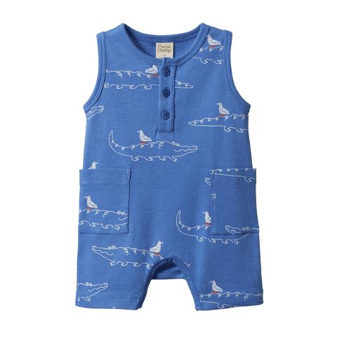 Nature Baby Camper Suit Curious Crocodiles Reef Print