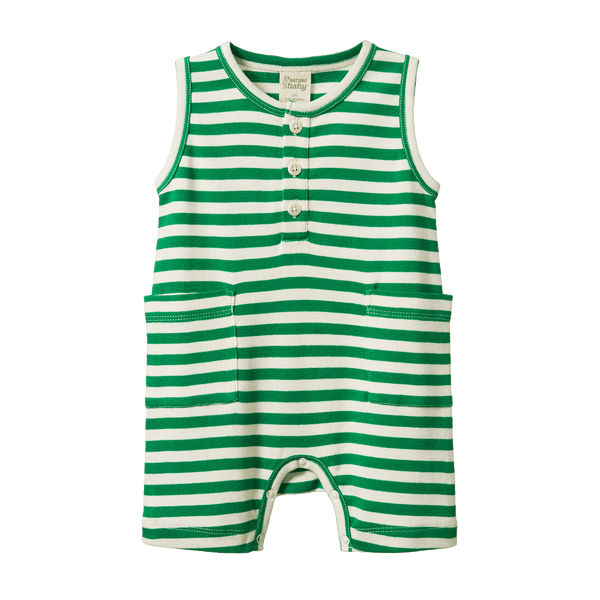 Nature Baby Camper Suit Kelly Green Sea Stripe