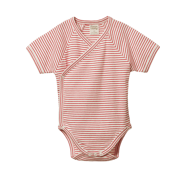 Nature Baby S/S Kimono Suit Red Pinstripe