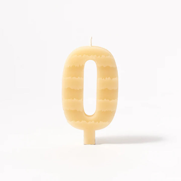 Queen B Number 0 Beeswax Birthday Candle