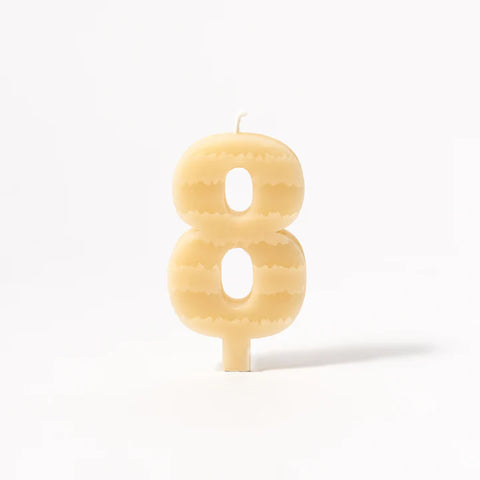 Queen B Number 8 Beeswax Birthday Candle