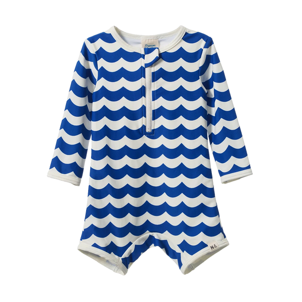 Nature Baby - One Piece Bathing Trunks - Waves Blue