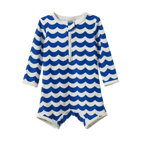 Nature Baby - One Piece Bathing Trunks - Waves Blue