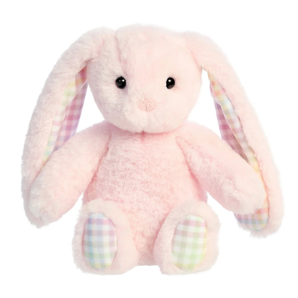 Petite Vous Poppy the Rainbow Gingham Bunny Plush Toy Pink