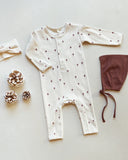 Quincy Mae Ribbed Baby Jumpsuit Mushrooms