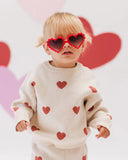 Quincy Mae Heart Knit Sweater Natural