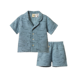 Nature Baby Seren Set Muslin Blue Whale Print