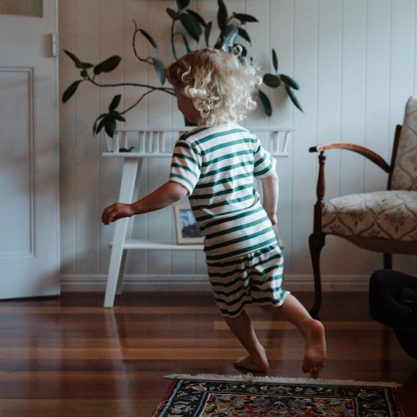 Nature Baby Shortie Pyjama Set Peppermint Holiday Stripe