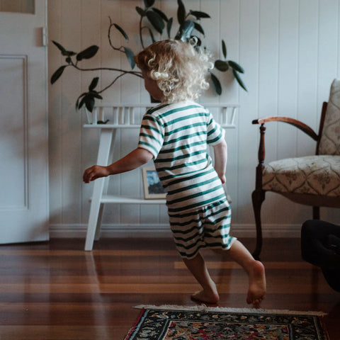 Nature Baby Shortie Pyjama Set Peppermint Holiday Stripe