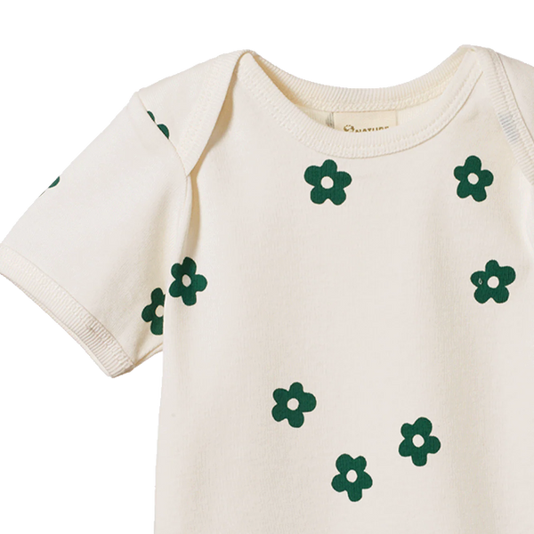 Nature Baby S/S Bodysuit Flora Natural Print