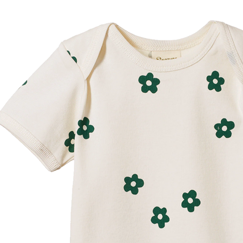 Nature Baby S/S Bodysuit Flora Natural Print