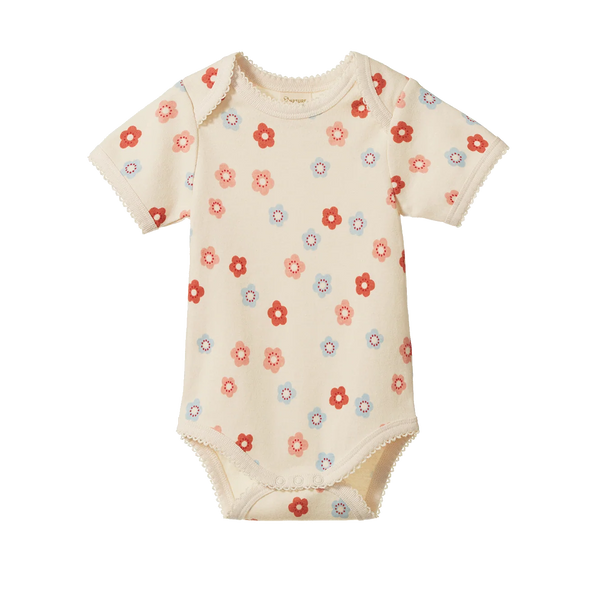 Nature Baby - Short Sleeve Bodysuit - Flora Stamp
