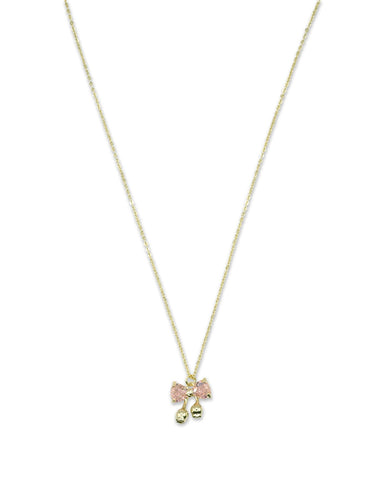 Milk X Soda Crystal Ribbon Necklace - Pink