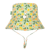 Acorn Tulips Broad Brim Bucket Hat Green, Peach and Yellow Floral