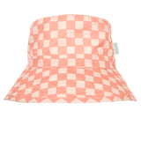 Acorn Pink Checks Broad Brim Bucket Hat Pink and Cream