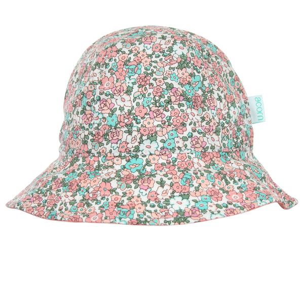 Acorn Holly Wide Brim Bucket Hat Pink and Green