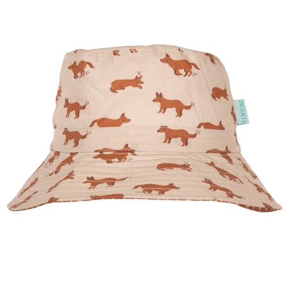 Acorn Red Dog Wide Brim Bucket Hat Sand and Brown