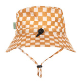 Acorn Checkmate Wide Brim Bucket Hat Caramel and Green