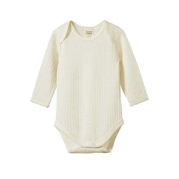 Nature Baby Mer Ess L/S  Bodysuit Pointelle - Natural