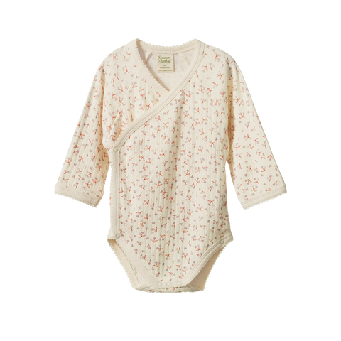 Nature Baby - L/S Kimono Bodysuit Pointelle - Dandelion