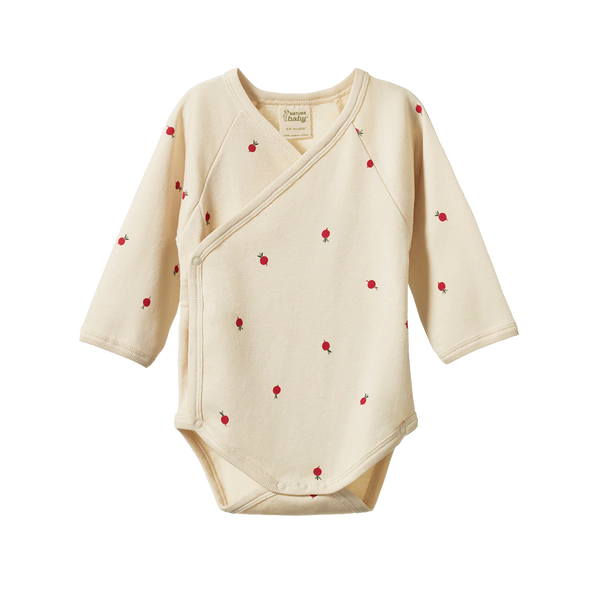 Nature Baby L/S Kimono Bodysuit - Radish Print