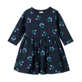 Nature Baby L/S Twirl Dress Winter Berry Navy Print