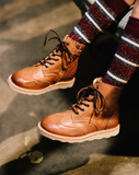 Young Soles Sidney Brogue Leather Boot - Tan