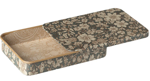 Maileg Metal Box Sliding Lid- Blossom Blue