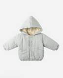 Quincy Mae Hooded Woven Jacket - Blue Gingham